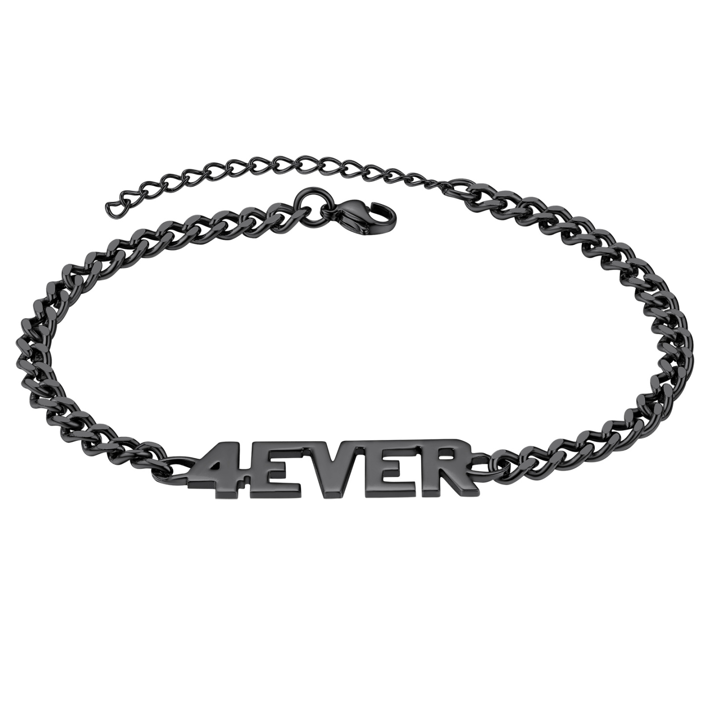 Bracelet de Cheville Personnalisable Prénom Gravé noir