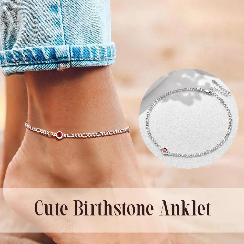 Bracelet de Cheville femme Figaro avec Pierre de Naissance