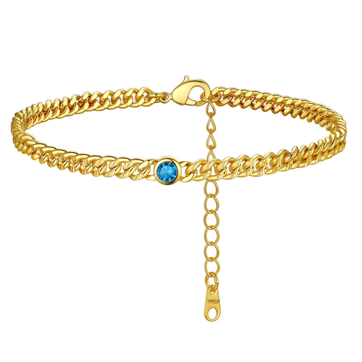 Bracelet de Chevillie Ajustable avec Pierre de Naissance pour Femme