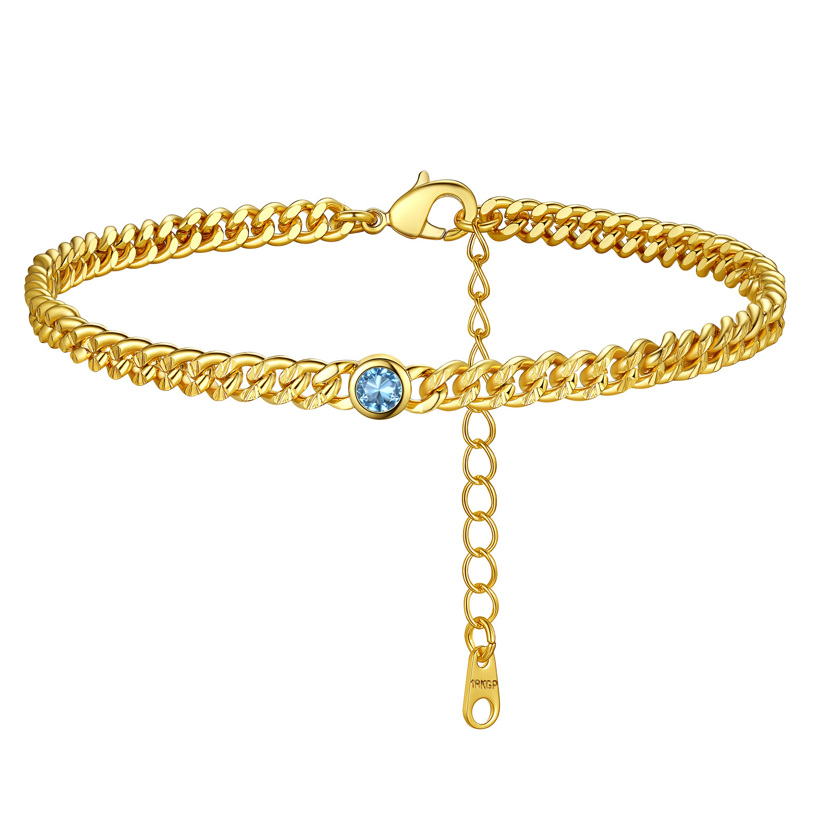 Bracelet de Chevillie Ajustable avec Pierre de Naissance pour Femme