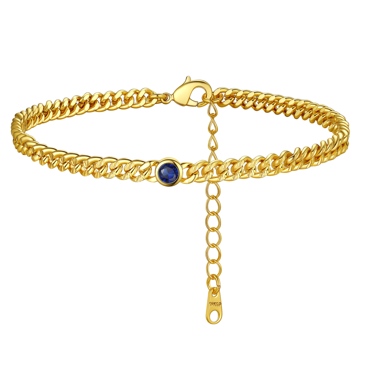 Bracelet de Chevillie Ajustable avec Pierre de Naissance pour Femme