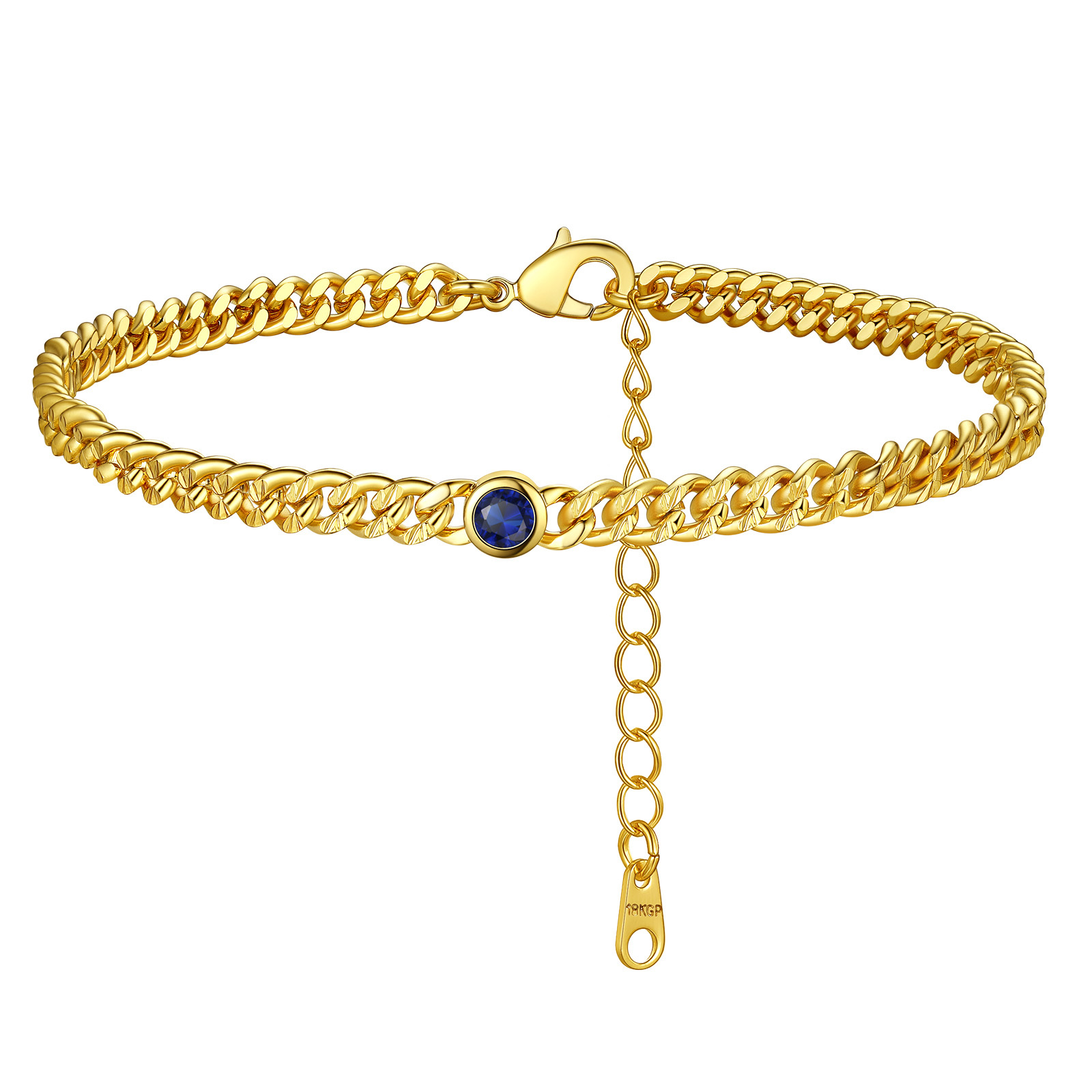 Bracelet de Chevillie Ajustable avec Pierre de Naissance pour Femme