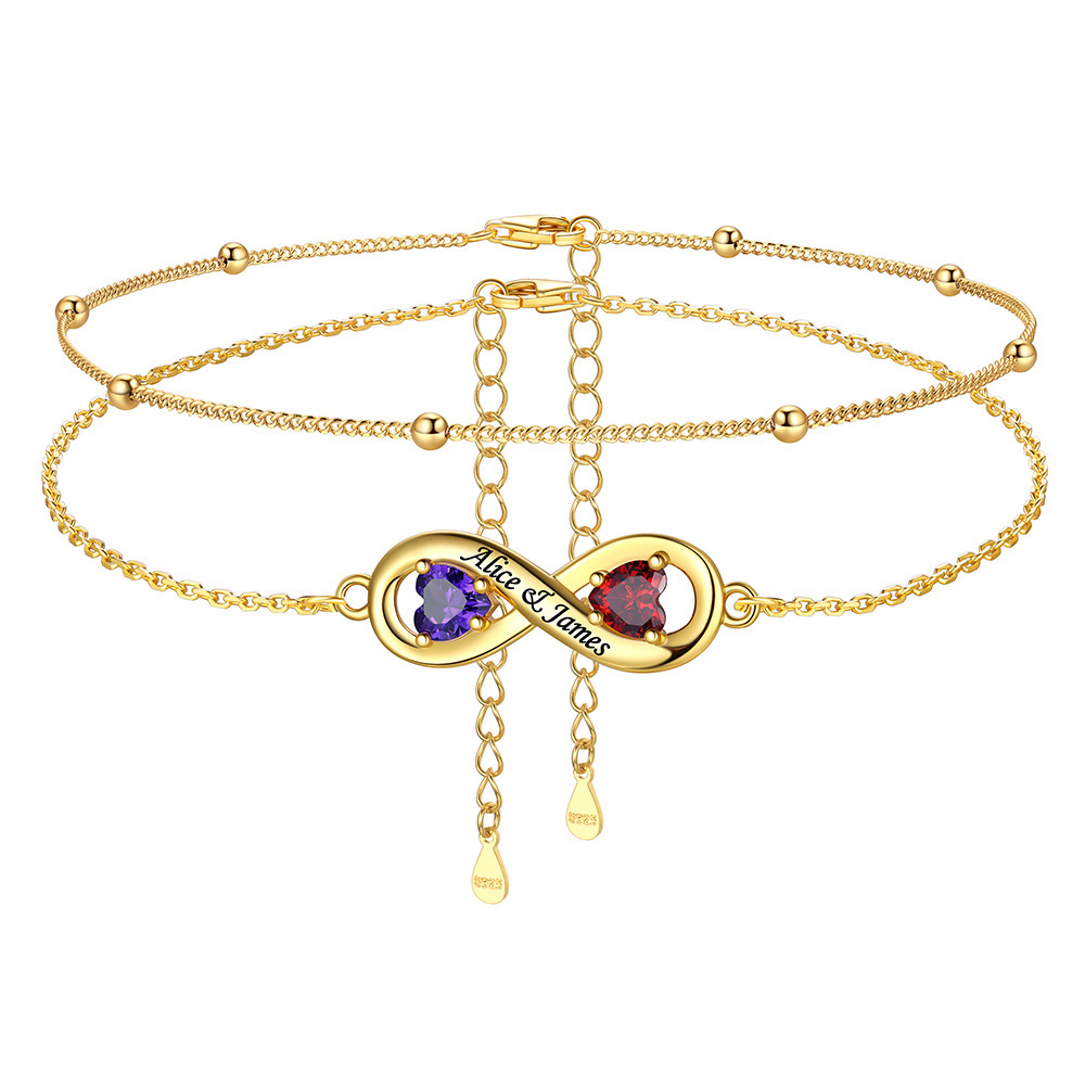 Bracelet de cheville infini personnalisé avec pierre de naissance