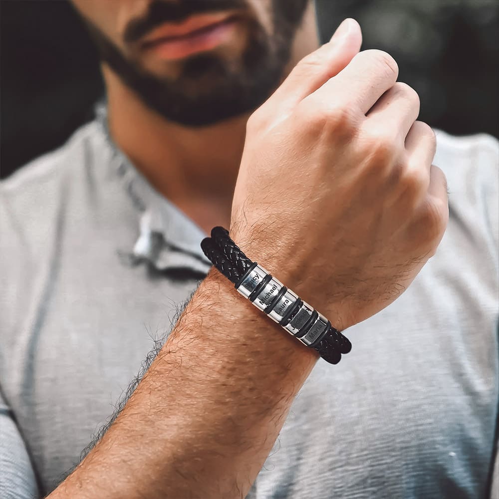 Bracelet en Cuir Tressé Personnalisé avec Prénom 