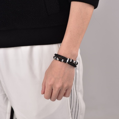 Bracelet en Cuir avec Fermoir en Acier Inoxydable