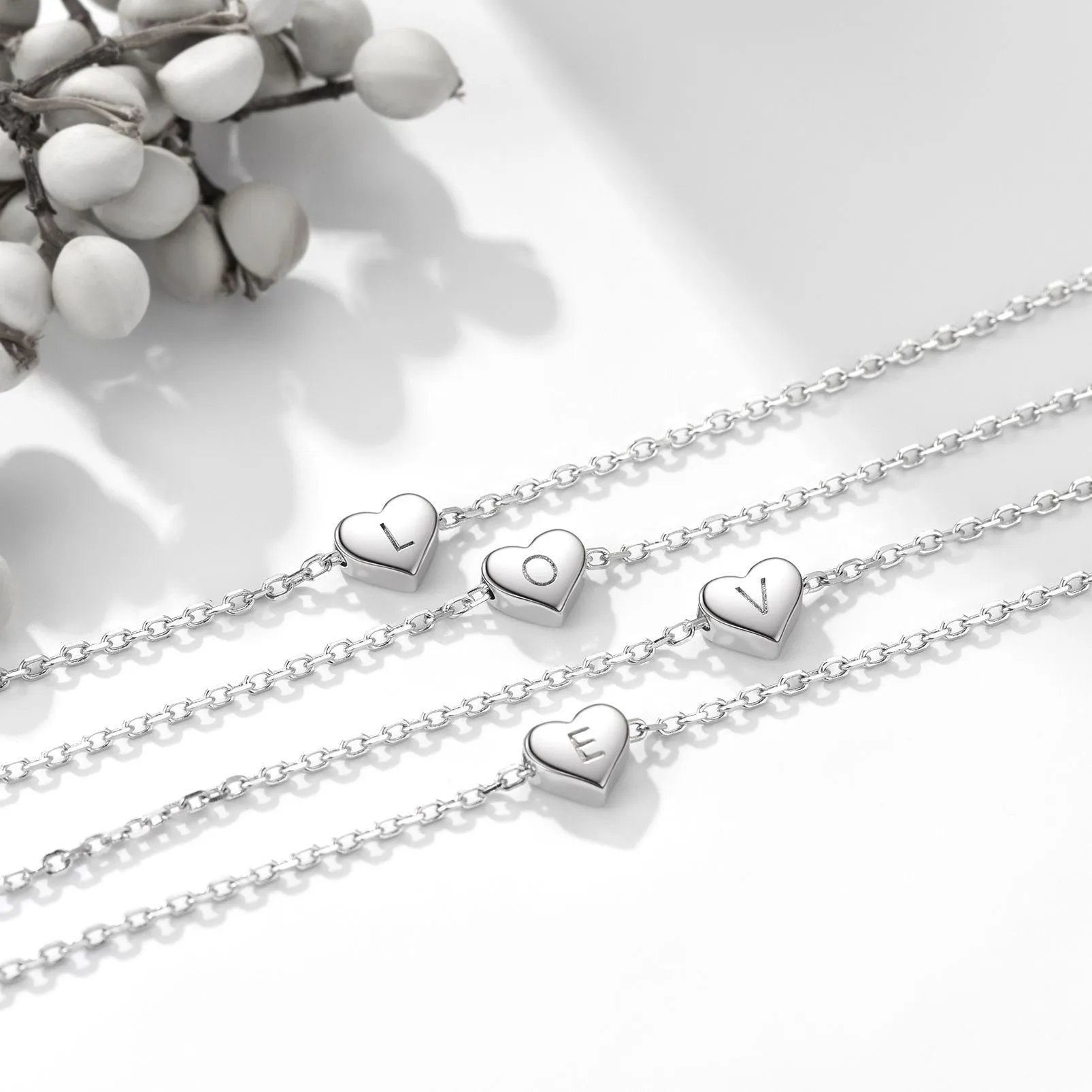Bracelet Cœur Initial en Argent 925