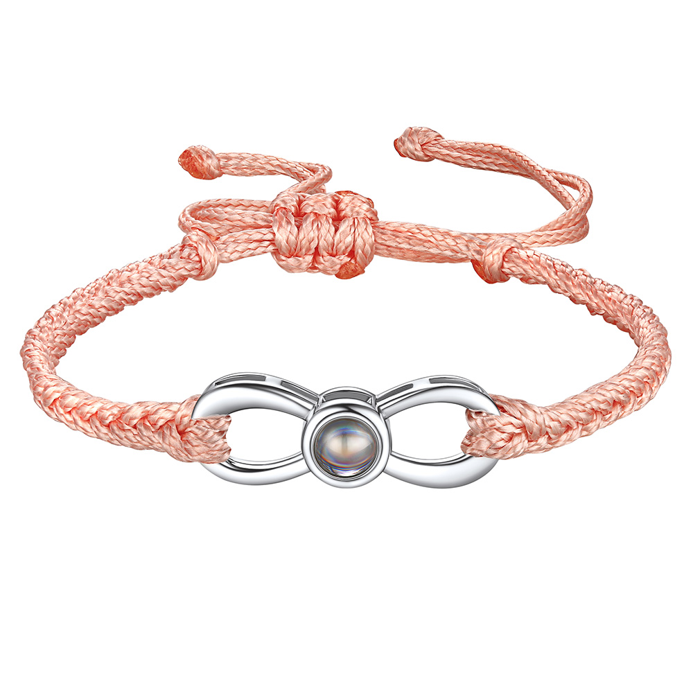 Bracelet personnalisé infini avec projection photo rose