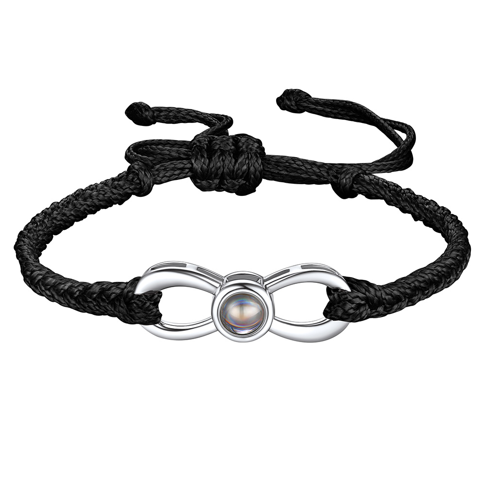 Bracelet personnalisé infini avec projection photo noir