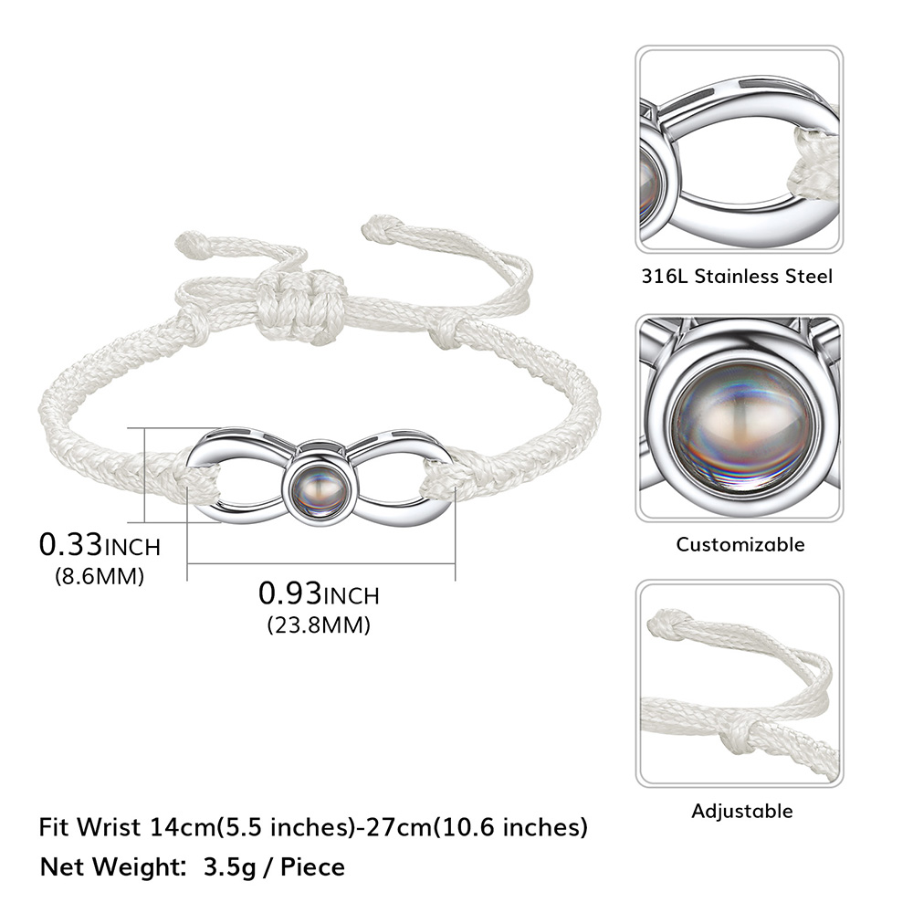Bracelet personnalisé infini avec projection photo taille