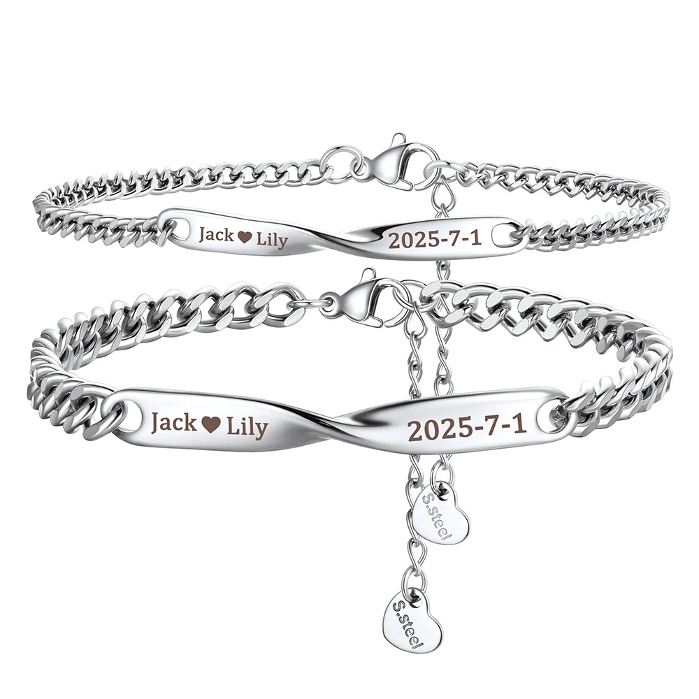 Bracelets Couple Personnalisés Mobius - Cadeau Saint-Valentin