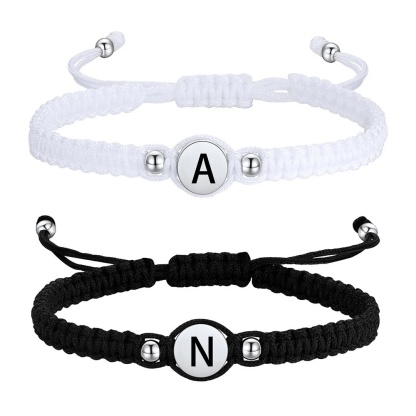 Bracelets Couple Tressés avec Perles Initiales  Cadeau Saint Valentin