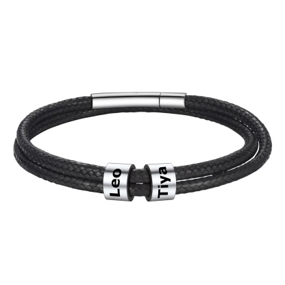 Bracelet Cuir Gravé Homme Personnalisé – Cadeau Papy