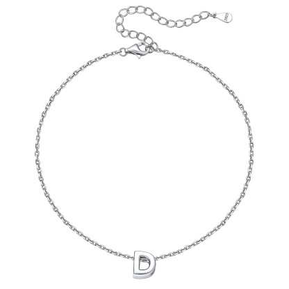 Bracelet de Cheville Femme avec Initiale en Argent Sterling 925