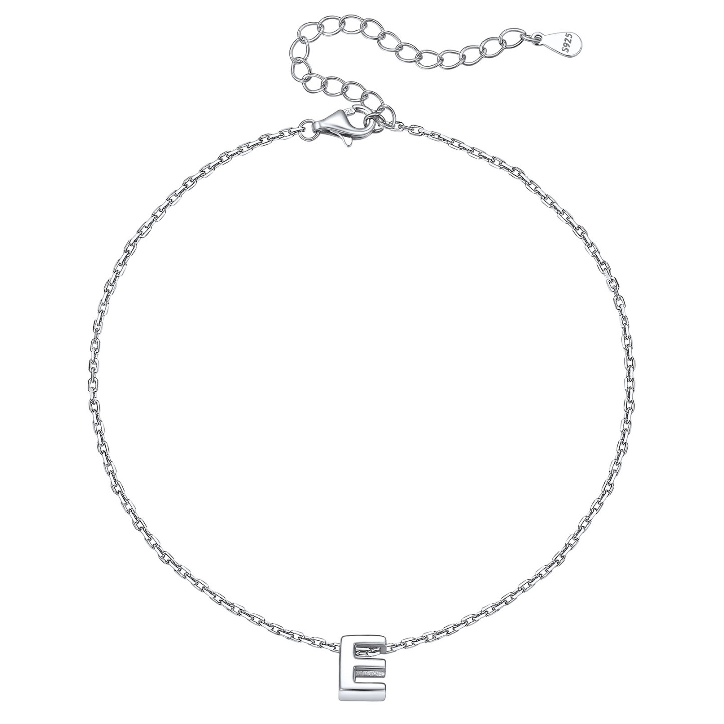 Bracelet de Cheville Femme avec Initiale en Argent Sterling 925