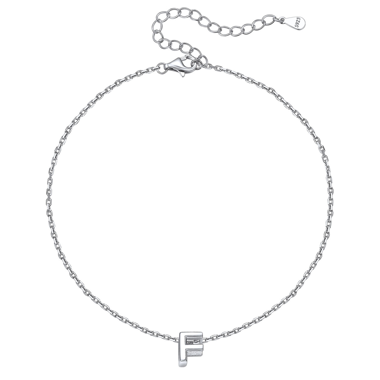 Bracelet de Cheville Femme avec Initiale en Argent Sterling 925