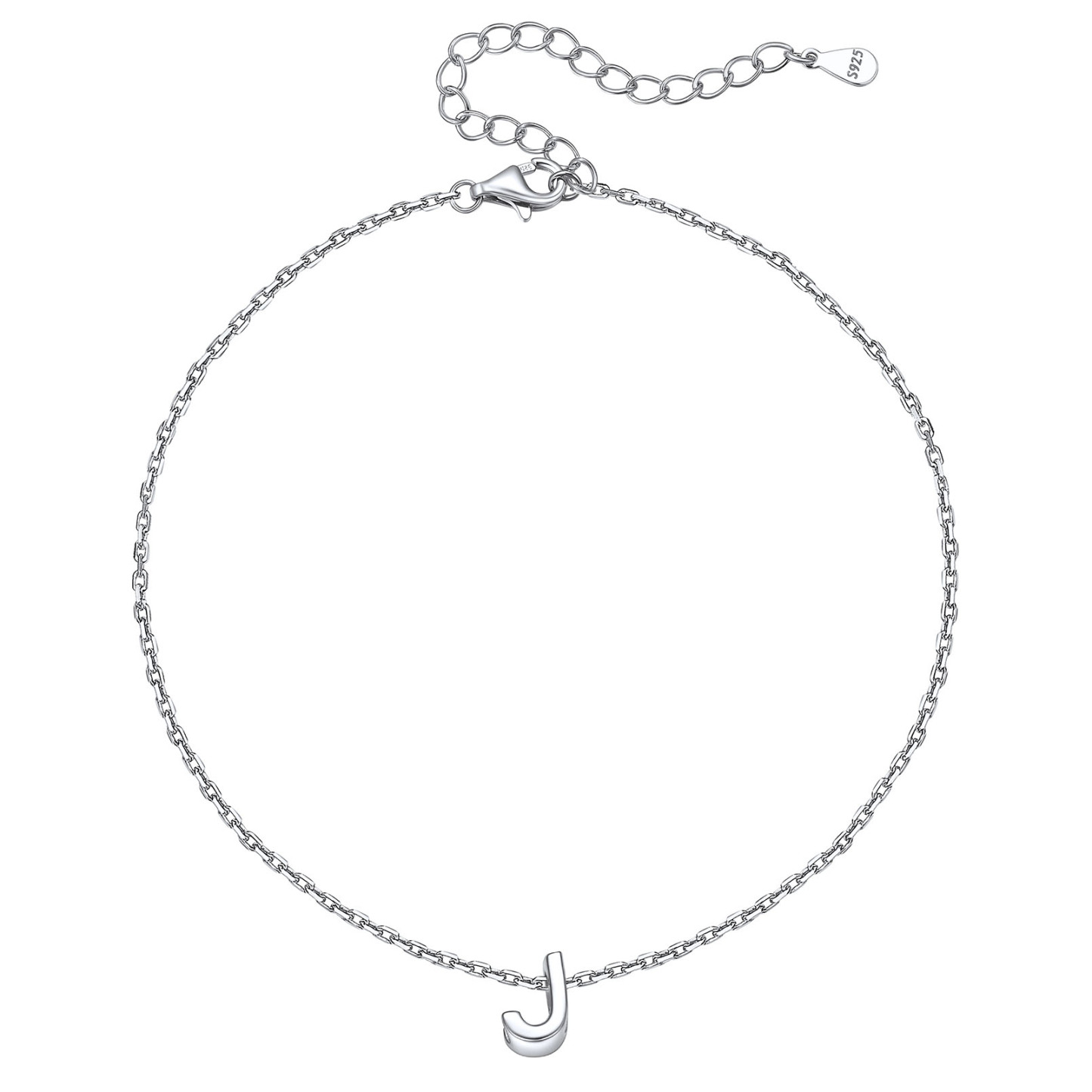 Bracelet de Cheville Femme avec Initiale en Argent Sterling 925