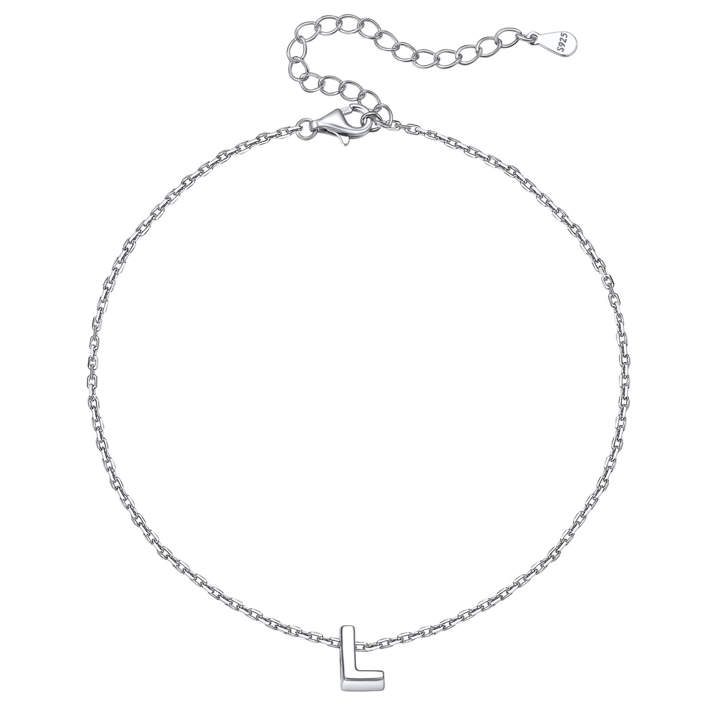 Bracelet de Cheville Femme avec Initiale en Argent Sterling 925