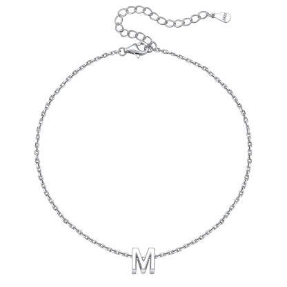 Bracelet de Cheville Femme avec Initiale en Argent Sterling 925
