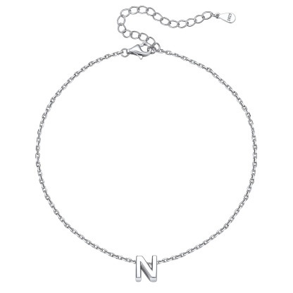Bracelet de Cheville Femme avec Initiale en Argent Sterling 925