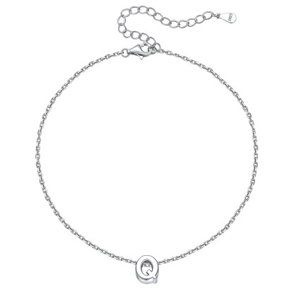 Bracelet de Cheville Femme avec Initiale en Argent Sterling 925