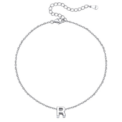 Bracelet de Cheville Femme avec Initiale en Argent Sterling 925