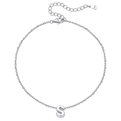 Bracelet de Cheville Femme avec Initiale en Argent Sterling 925