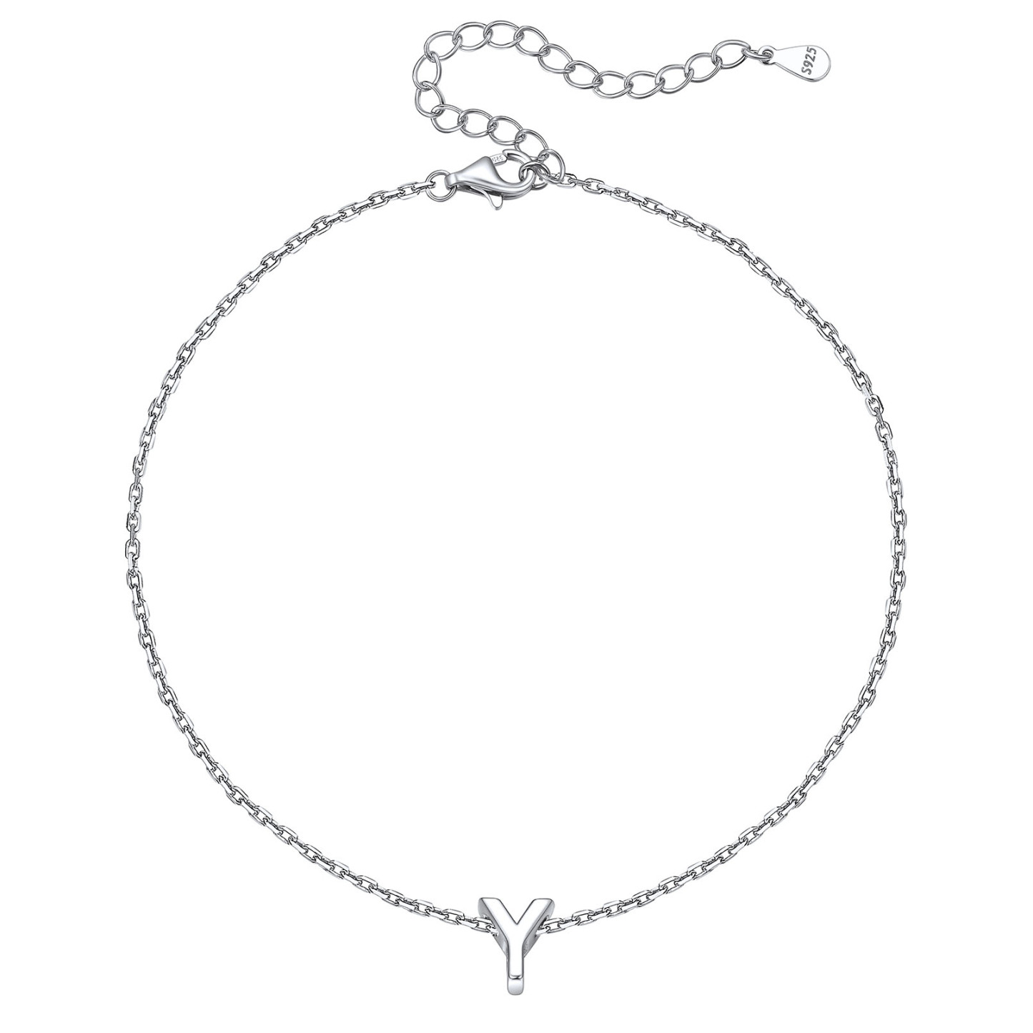 Bracelet de Cheville Femme avec Initiale en Argent Sterling 925