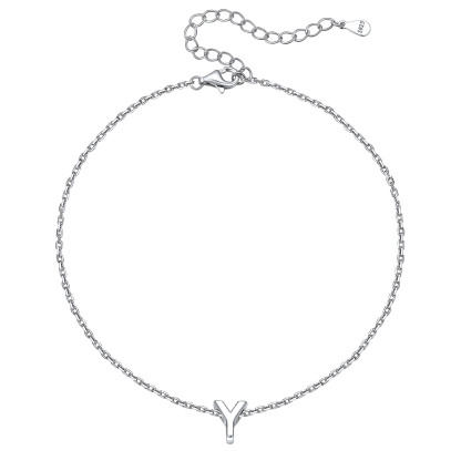 Bracelet de Cheville Femme avec Initiale en Argent Sterling 925