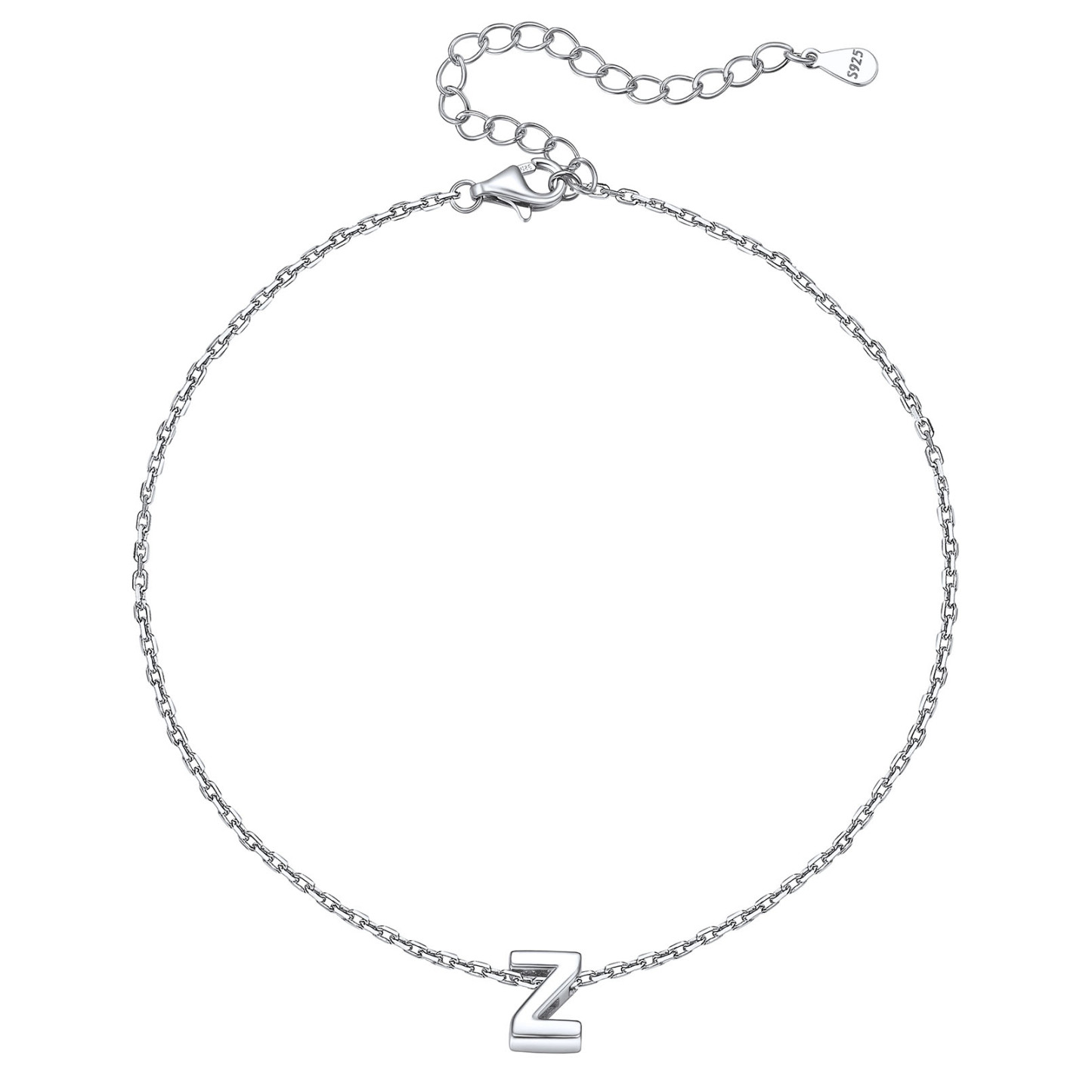 Bracelet de Cheville Femme avec Initiale en Argent Sterling 925