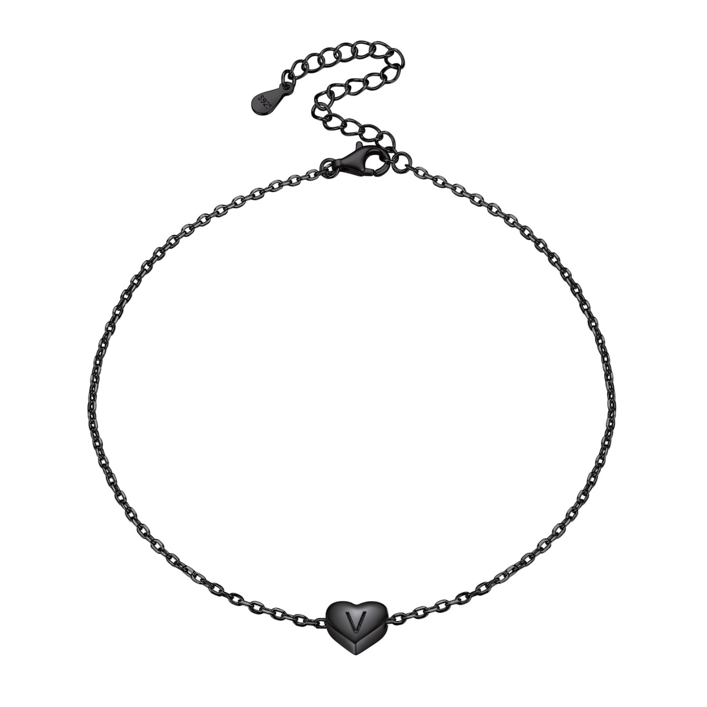 Bracelet de Cheville Cœur avec Initiale Personnalisée pour Femme