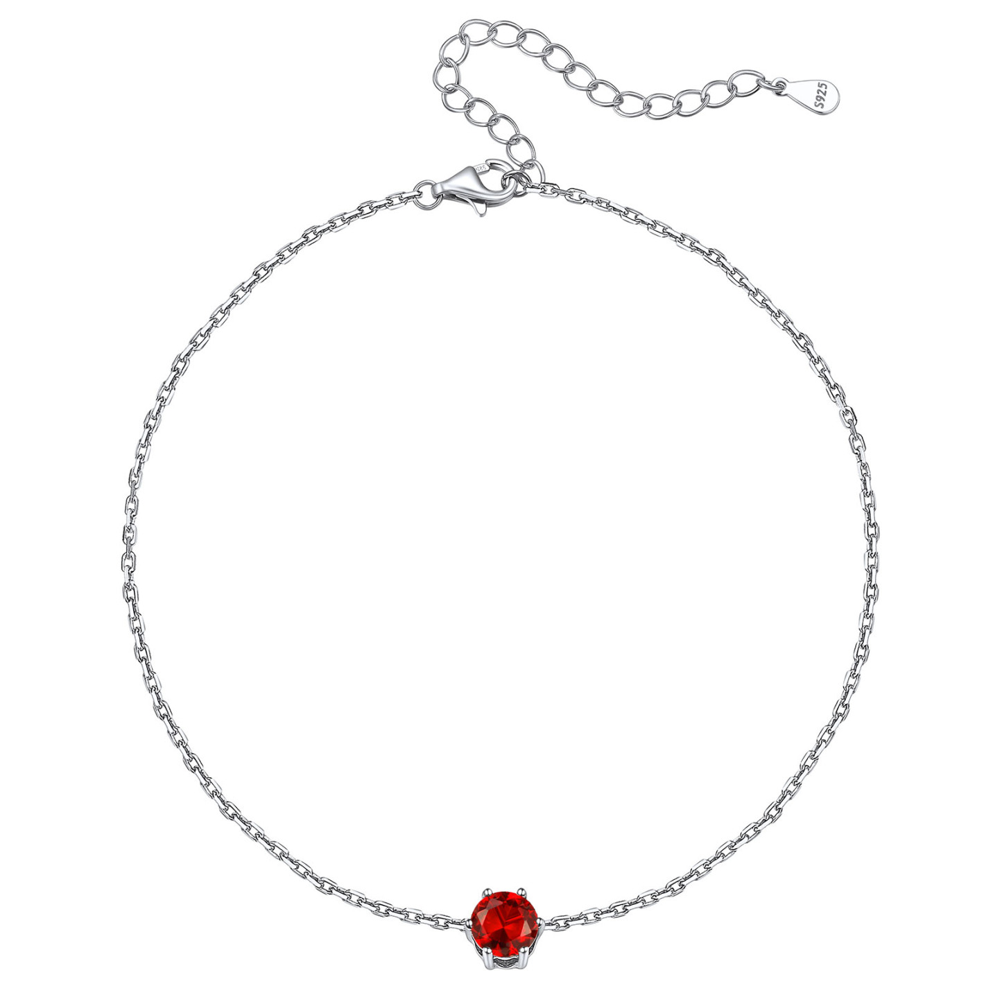 Bracelet Cheville en Argent Sterling avec Pierre de Naissance 7