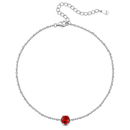 Bracelet Cheville en Argent Sterling avec Pierre de Naissance 7