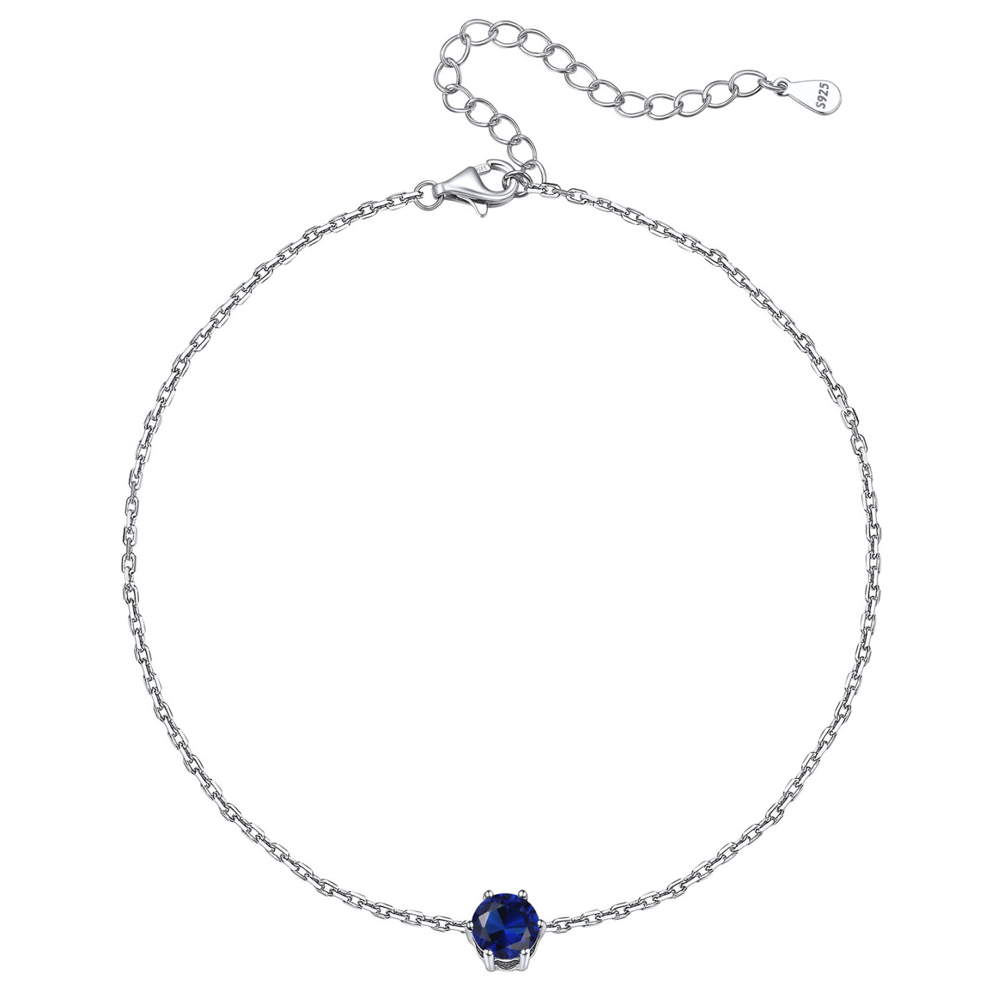 Bracelet Cheville en Argent Sterling avec Pierre de Naissance 9