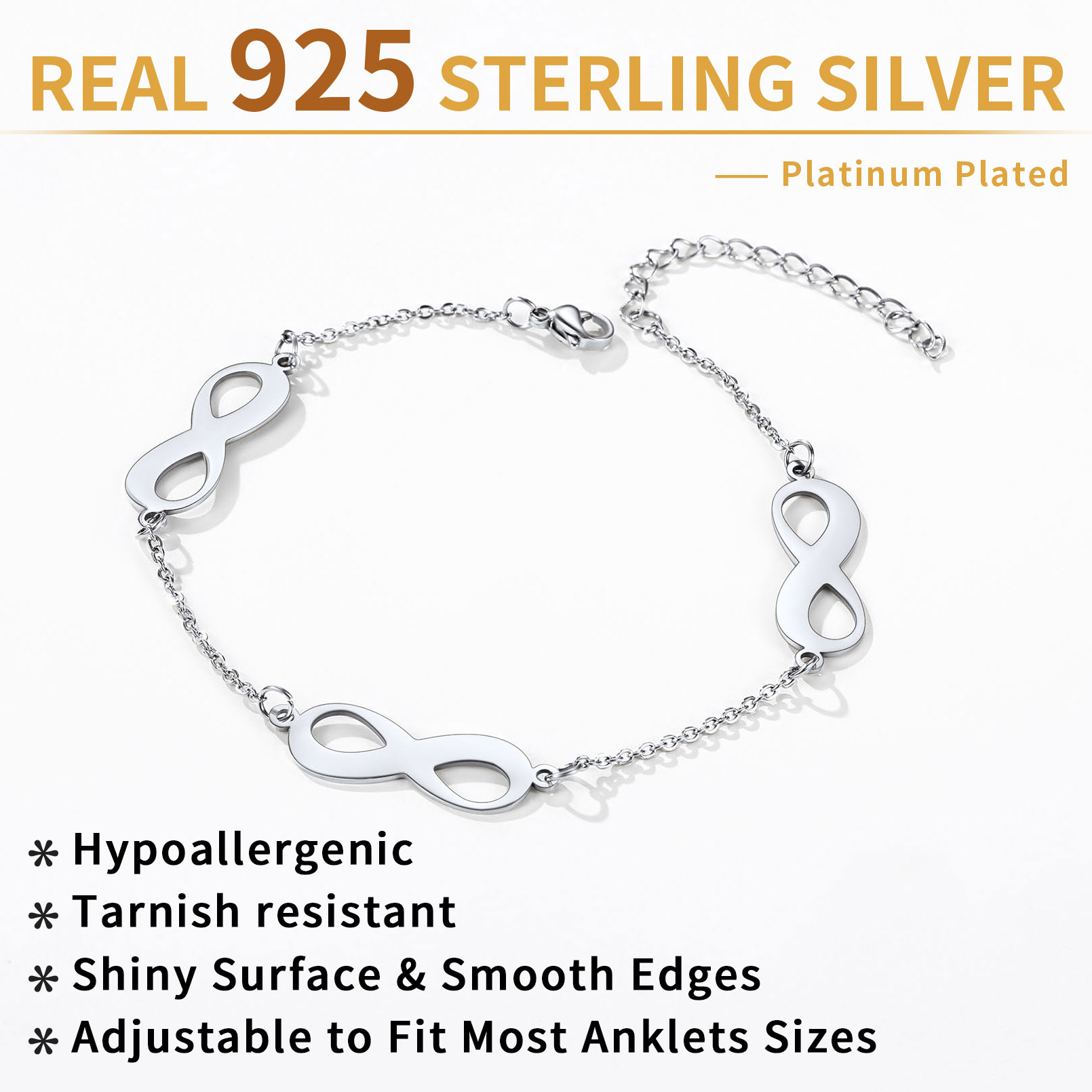 Bracelet de Cheville Personnalisé Infini avec Noms Gravés pour Femme Détail