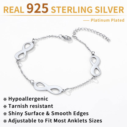 Bracelet de Cheville Personnalisé Infini avec Noms Gravés pour Femme Détail