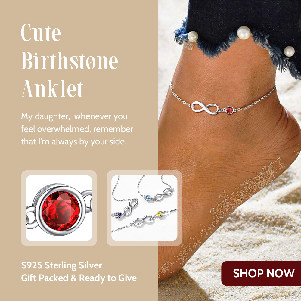 Bracelet de Cheville en Argent 925 avec Pierre de Naissance