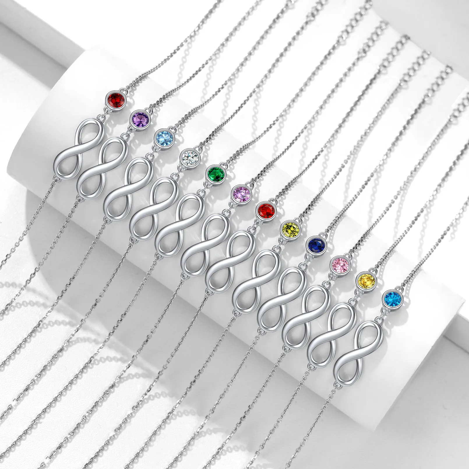 Bracelet de Cheville Collection  Infini en Argent 925 avec Pierre de Naissance