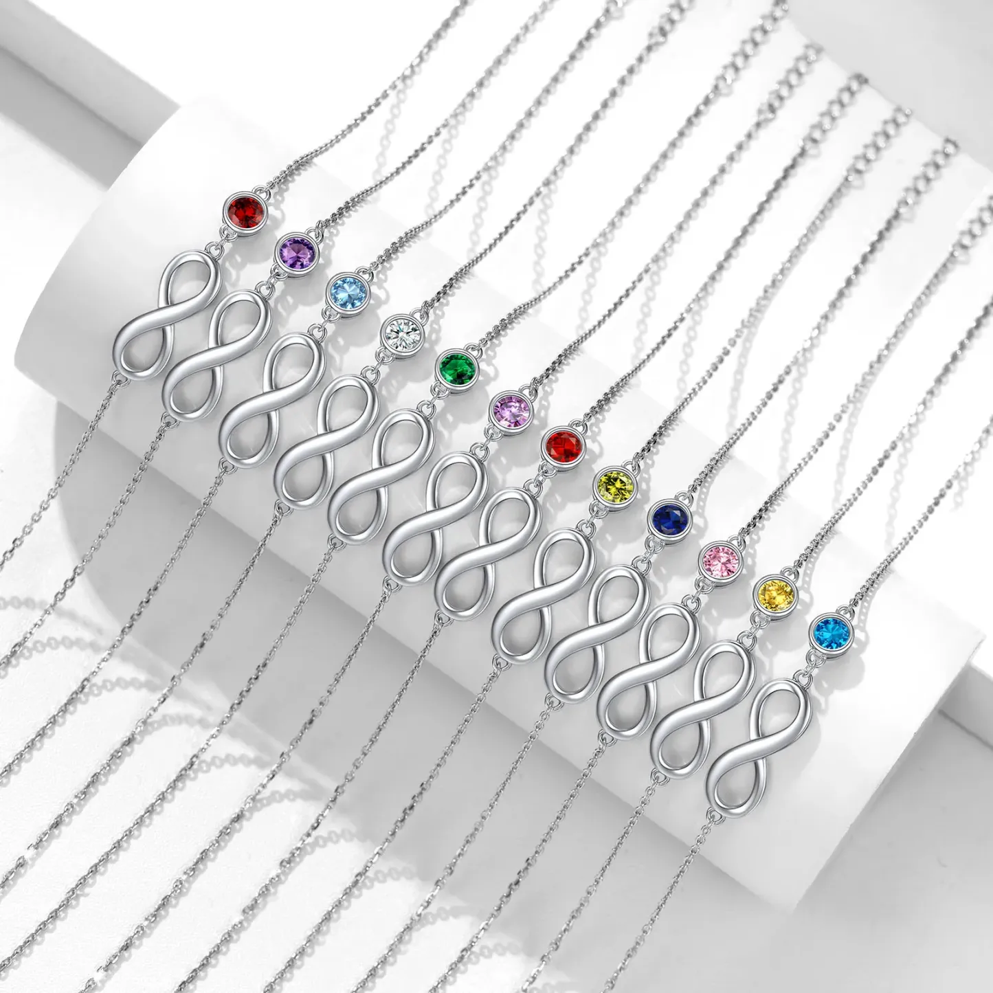 Bracelet de Cheville Collection  Infini en Argent 925 avec Pierre de Naissance