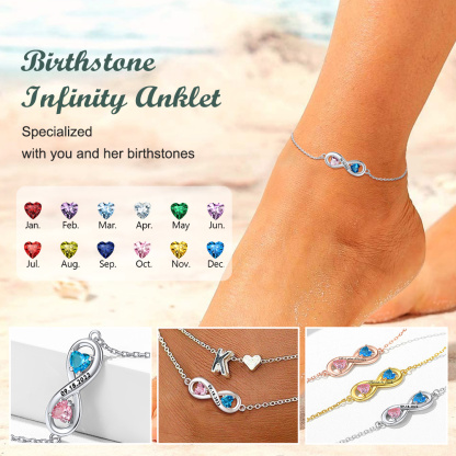 Bracelet de Cheville avec Pierres de Naissance Personnalisé