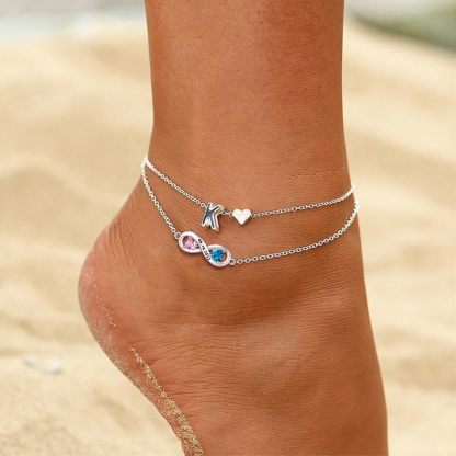 Bracelet de Cheville Infini avec Pierres de Naissance 