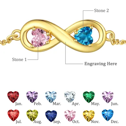 Bracelet de Cheville Collection  Infini avec Pierres de Naissance Personnalisé