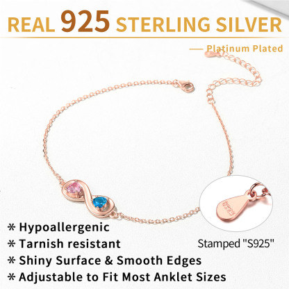 Bracelet de Cheville Infini avec Pierres de Naissance Personnalisé Détail