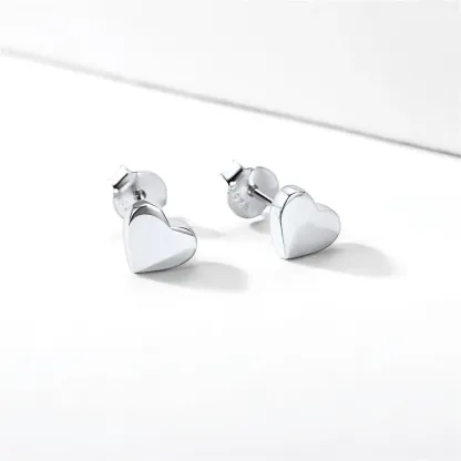 Boucles d'oreilles Clous en Argent Sterling 925 Cœur Argenté