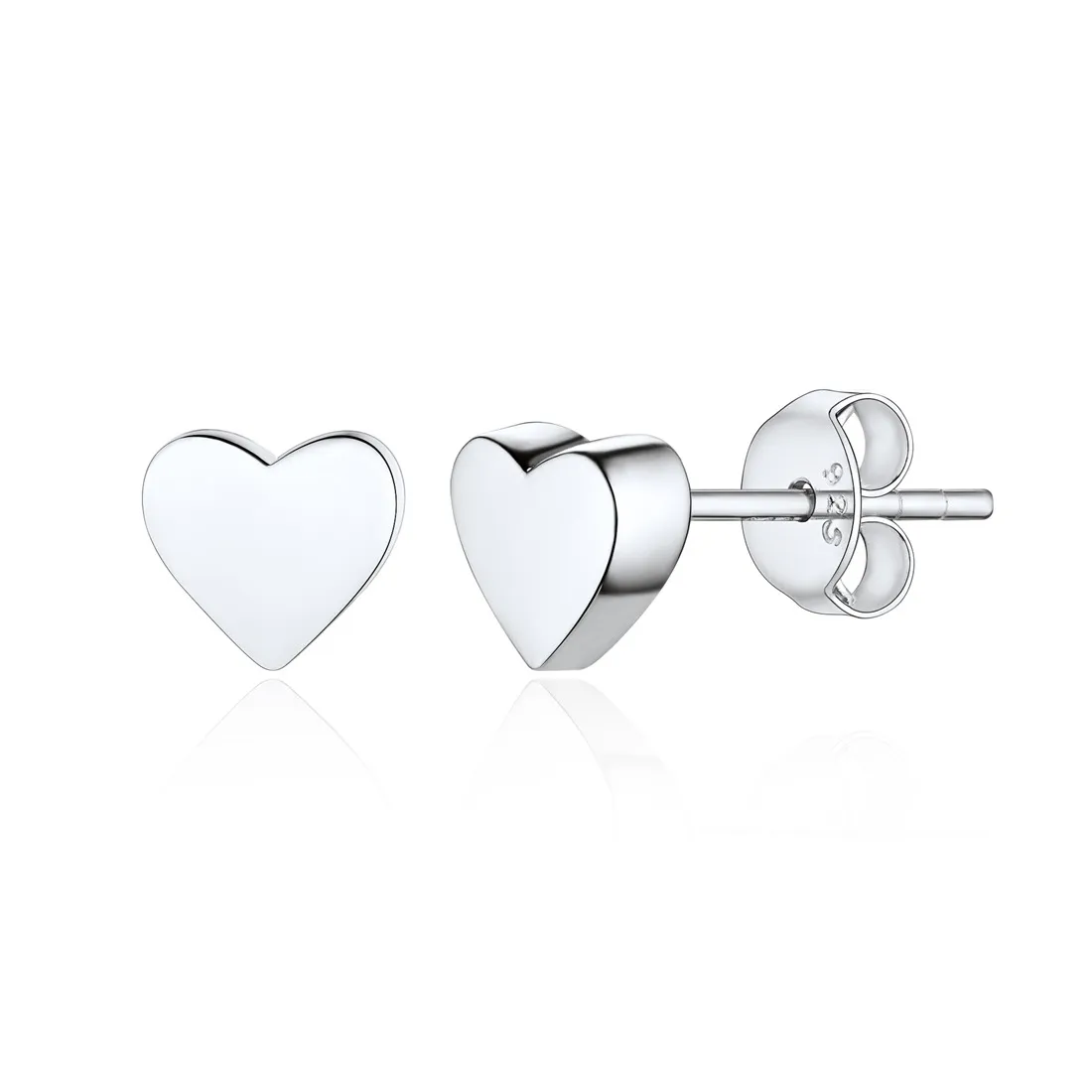 Boucles d'oreilles Clous en Argent Sterling 925 en forme de Cœur 