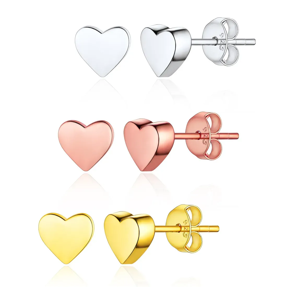 Boucles d'oreilles Clous  Collection en Argent Sterling 925 Cœur pour Femmes