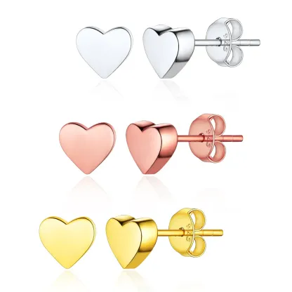 Boucles d'oreilles Clous  Collection en Argent Sterling 925 Cœur pour Femmes