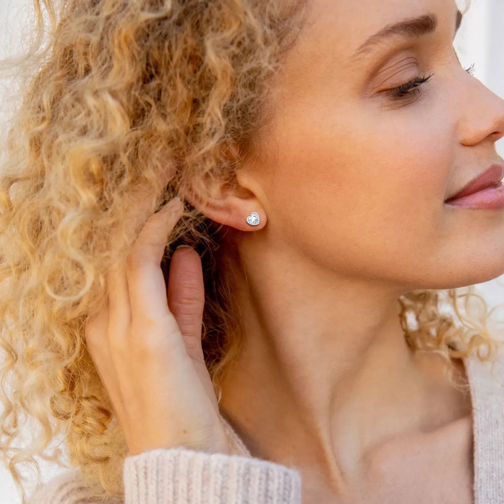 Clous Cœur en Argent Sterling avec Pierre de Naissance