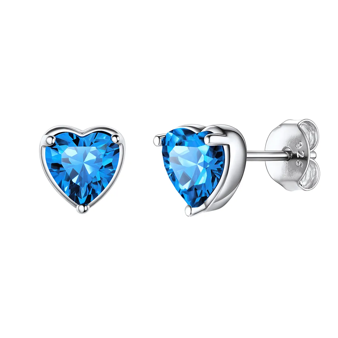 Boucles d’Oreilles Cœur en Argent 925 avec Pierre de Naissance Décembre-Tanzanite