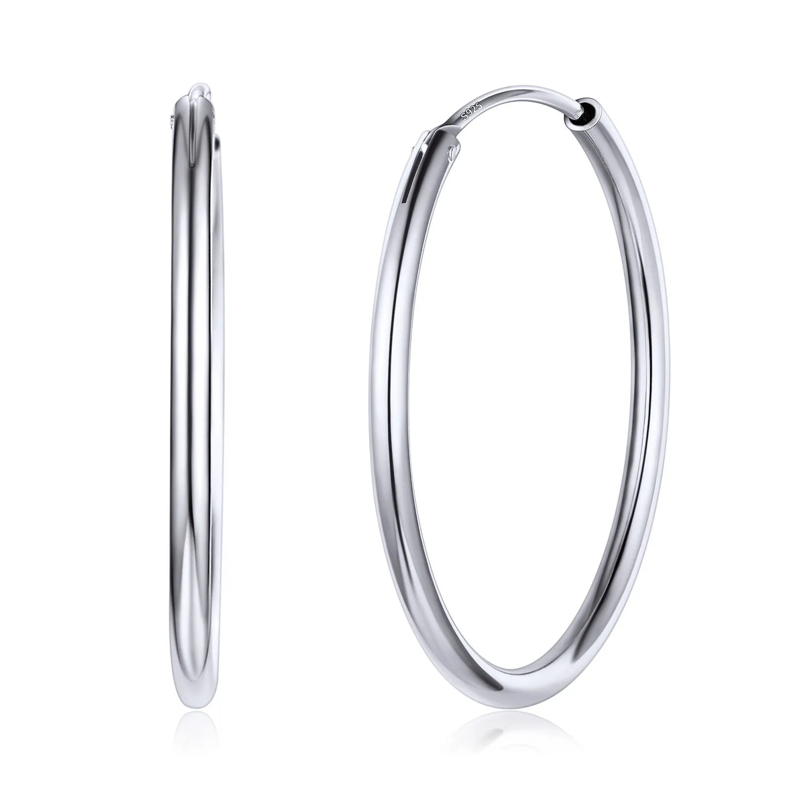 Créoles Rondes en Argent Sterling 925 pour Femmes  Argenté 30mm