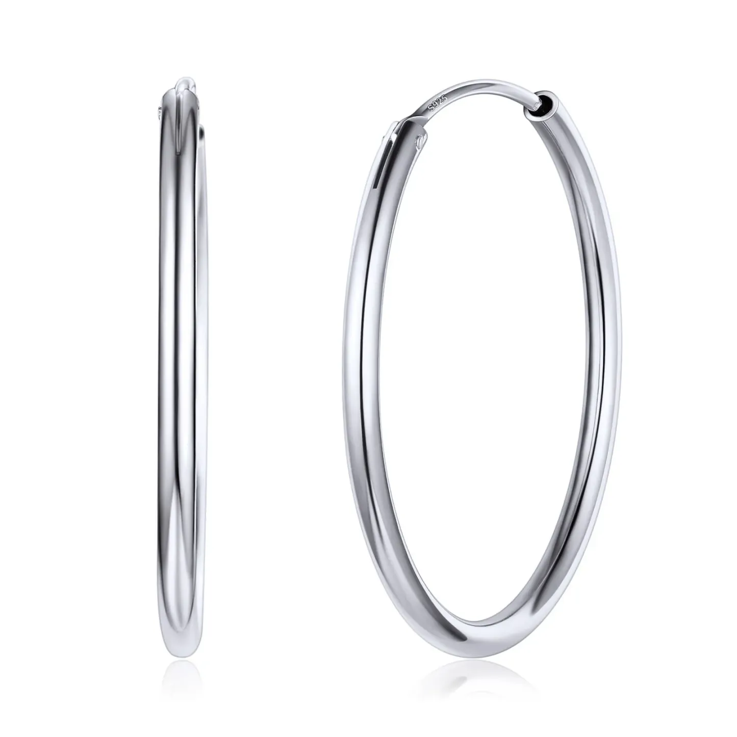 Créoles Rondes en Argent Sterling 925 pour Femmes  Argenté 30mm